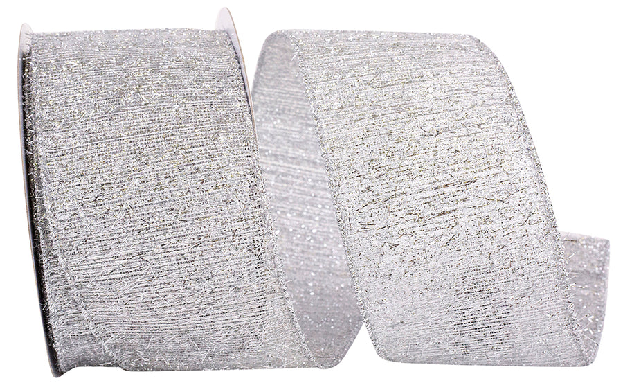 Silver 2-1/2 Inch Wired Edge Metallic Ribbon for Bows
