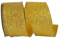 Yellow 2-1 2 Inch Gold Dust Vibrance Wired Edge Ribbon for Wreaths & Bows