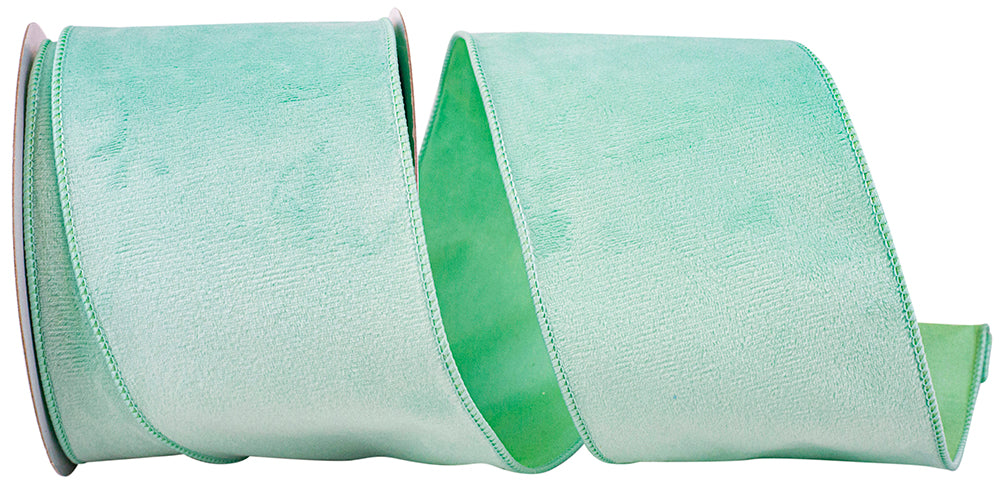 Aqua Velvet Plush Wired Edge Ribbon 4 Inch for Wreaths
