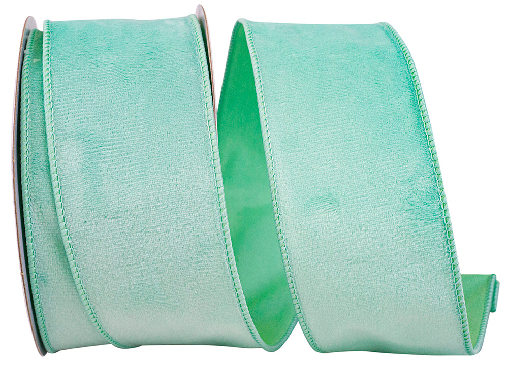 Aqua Velvet Plush Wired Edge Ribbon 2-1/2 Inch for Bows