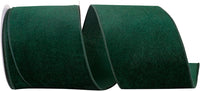 Hunter 4 Inch Velvet Plush Designer Wired Edge Ribbon for Wreaths & Bows