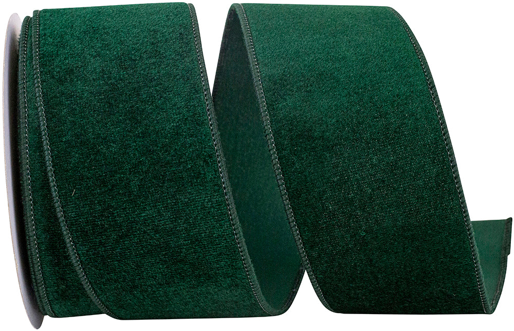 Hunter 2-1 2 Inch Velvet Plush Designer Wired Edge Ribbon for Wreaths & Bows