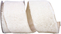 White 4 Inch Fluffy Velvet Exotic Wired Edge Ribbon for Wreaths & Bows