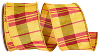 Caribbean Plaid Dupioni Ribbon 2-1/2 Inch Yellow 10Yds