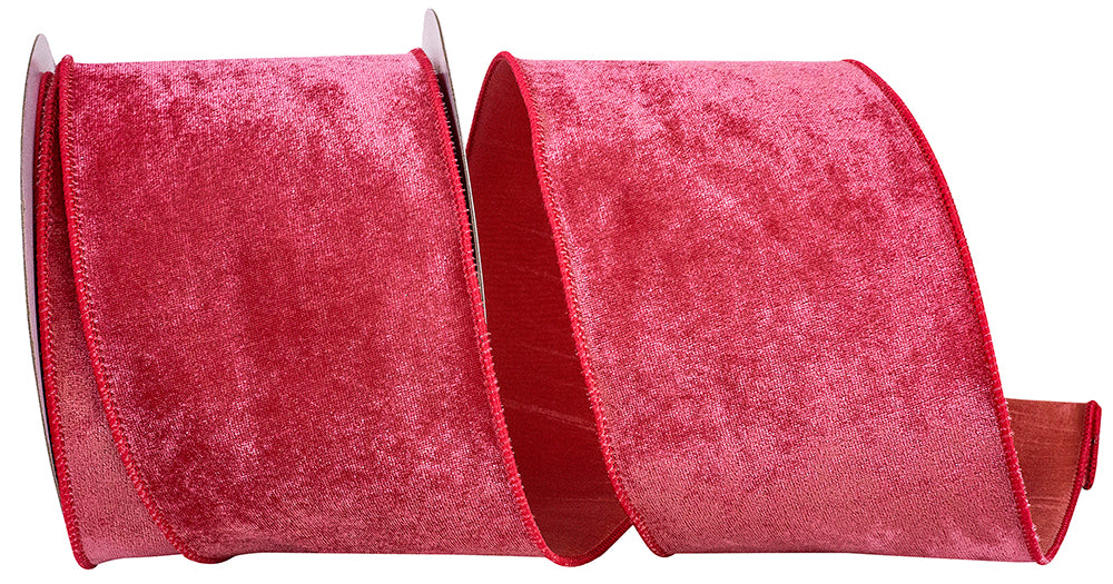Azalea 4 Inch Velvet Plush Deluxe Dupioni Backed Wired Edge Ribbon for Wreaths & Bows