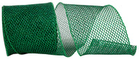 Hunter 4 Inch Grand Net Sparkle Wired Edge Ribbon for Wreaths & Bows