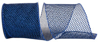 Navy 4 Inch Metallic Glitter Wired Edge Ribbon for Bows