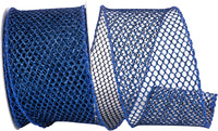 Navy 2-1/2 Inch Metallic Glitter Wired Edge Ribbon