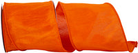 Tangerine 4 Inch Dupioni Flame Wired Edge Ribbon for Wreaths & Bows
