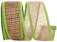 Jute Mesh Ribbon Natural Lime 2-1/2 Inch Wired Edge