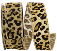 Cheetah Jaguar Spots Gold Black 1-1/2 Inch Ribbon