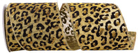 Cheetah Print Gold Black 4 Inch Wired Edge Ribbon