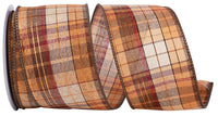 Copper Plaid Wired Edge Ribbon 2-1/2 Inch for Wreaths