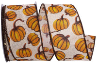 Cream 2-1 2 Inch Pumpkin Tumble Hopsack Wired Edge Ribbon for Wreaths & Bows