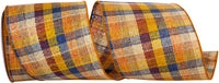 Sienna 4 Inch Wired Edge Country Plaid Ribbon for Bows