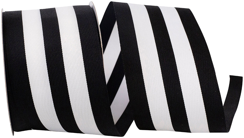 Black 2-1 2 Inch Grosgrain Jumbo Stripe Woven Wired Edge Ribbon for Wreaths & Bows