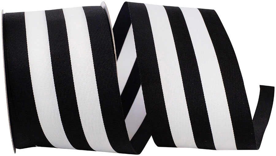 Black 2-1 2 Inch Grosgrain Jumbo Stripe Woven Wired Edge Ribbon for Wreaths & Bows