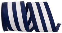 Navy 2-1 2 Inch Grosgrain Jumbo Stripe Woven Wired Edge Ribbon for Wreaths & Bows