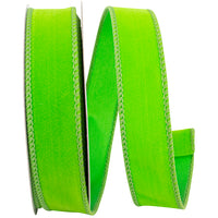 Lime 1 Inch Velvet Fuzz Wired Edge Ribbon for Wreaths & Bows