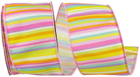 Multi 2-1 2 Inch Horizontal Stripe Mojave Wired Edge Ribbon for Wreaths & Bows