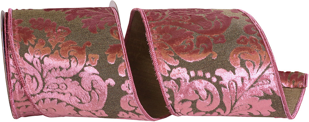 Rose 4 Inch Velvet Filigree Deluxe Wired Edge Ribbon for Wreaths & Bows