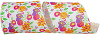 White 4 Inch Sahara Floral Wired Edge Ribbon for Wreaths & Bows