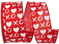 Xoxo Glitter Hearts Wired Edge Ribbon Red 1-1/2 Inch