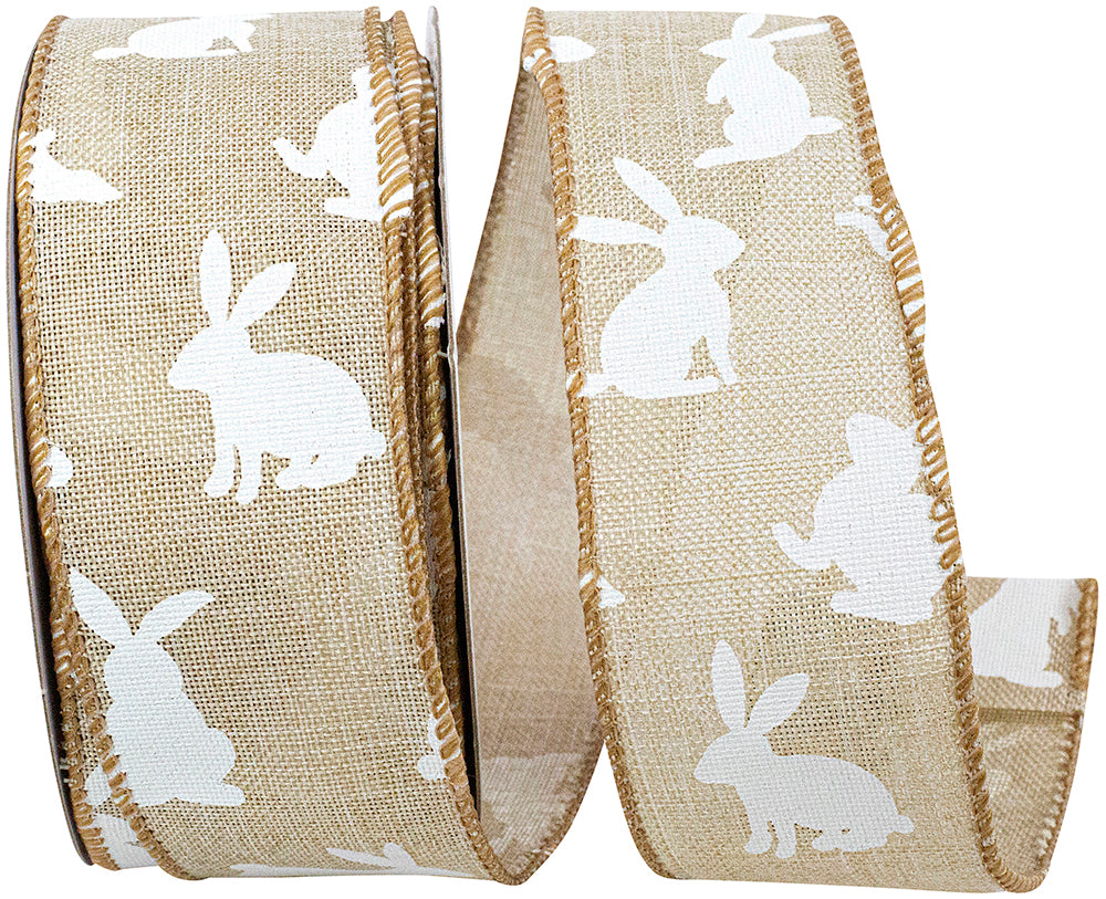 Bunny Hop Wired Edge Ribbon Natural White 1-1/2 Inch