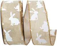 Bunny Hop Wired Edge Ribbon Natural White 1-1/2 Inch