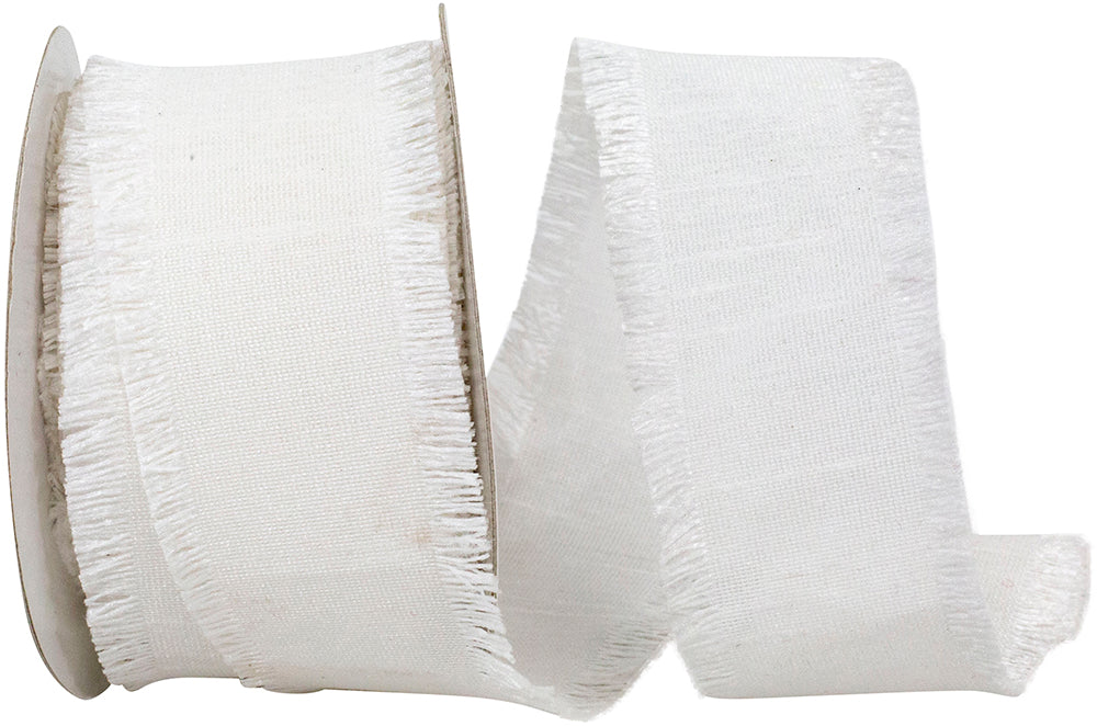 White 1-1 2 Inch Dupioni Silk Fringe Ribbon for Wreaths & Bows
