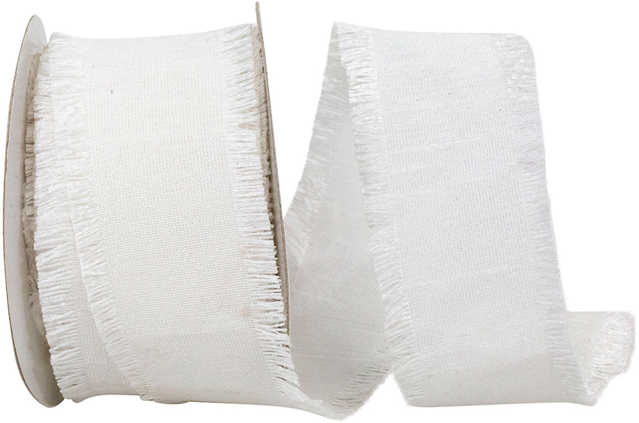 White 1-1 2 Inch Dupioni Silk Fringe Ribbon for Wreaths & Bows