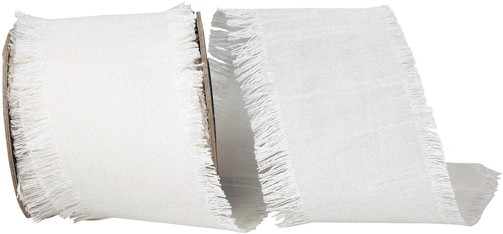 White 2-1 2 Inch Dupioni Silk Fringe Ribbon for Wreaths & Bows