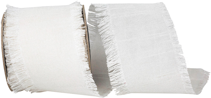 White 2-1 2 Inch Dupioni Silk Fringe Ribbon for Wreaths & Bows