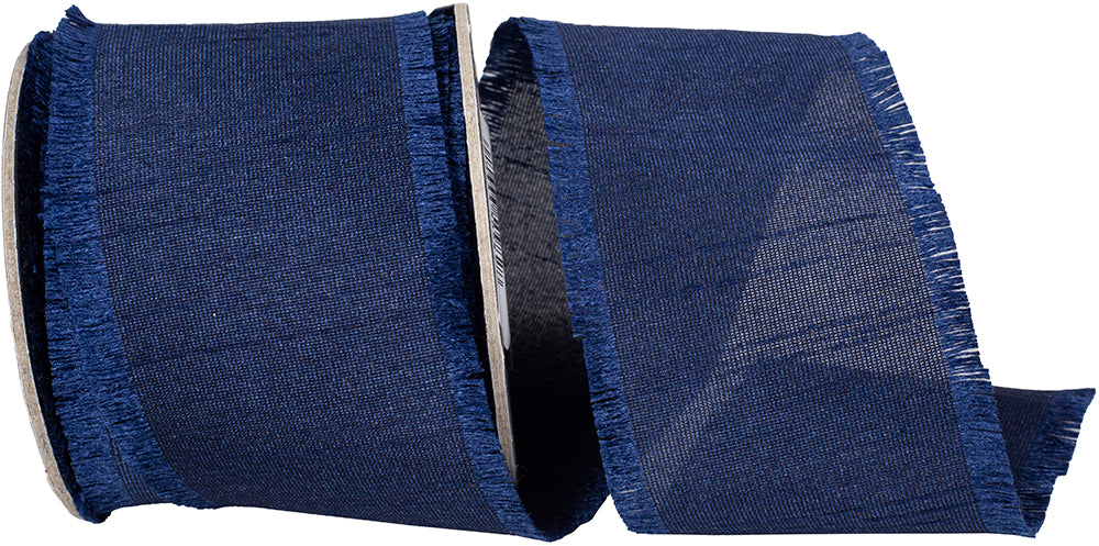 Navy 2-1 2 Inch Dupioni Silk Fringe Ribbon for Wreaths & Bows