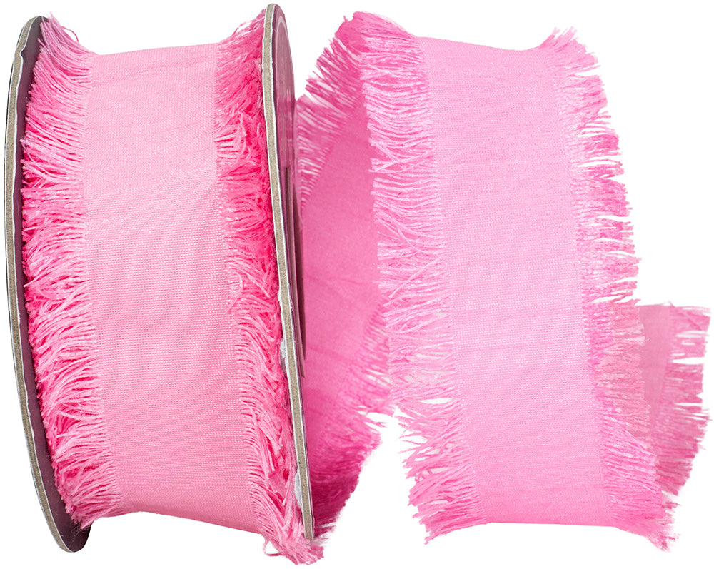 Pink 1-1 2 Inch Dupioni Silk Fringe Ribbon for Wreaths & Bows