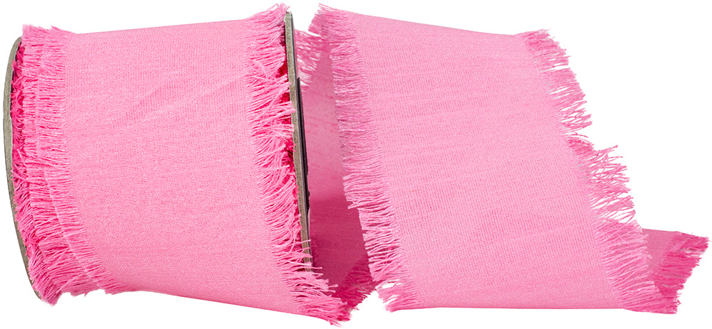 Pink 2-1 2 Inch Dupioni Silk Fringe Ribbon for Wreaths & Bows