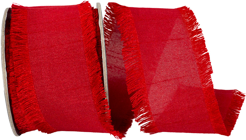 Red 1-1 2 Inch Dupioni Silk Fringe Ribbon for Wreaths & Bows