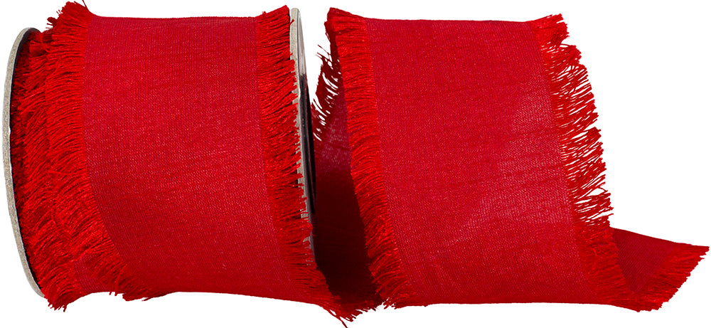 Red 2-1 2 Inch Dupioni Silk Fringe Ribbon for Wreaths & Bows
