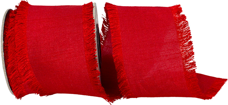 Red 2-1 2 Inch Dupioni Silk Fringe Ribbon for Wreaths & Bows