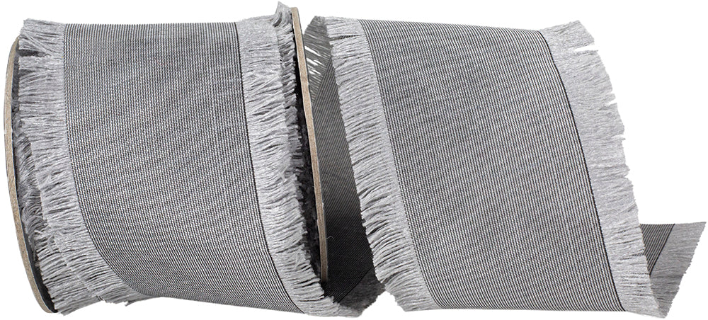 Silver 2-1 2 Inch Dupioni Silk Fringe Ribbon for Wreaths & Bows