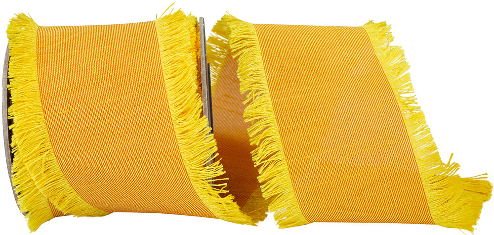 Yellow 2-1 2 Inch Dupioni Silk Fringe Ribbon for Wreaths & Bows