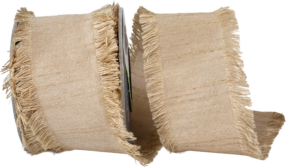 Natural 1-1 2 Inch Dupioni Silk Fringe Ribbon for Wreaths & Bows