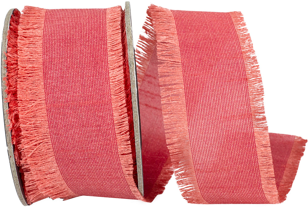 Coral 1-1 2 Inch Dupioni Silk Fringe Ribbon for Wreaths & Bows