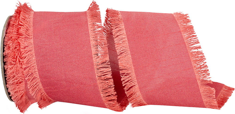 Coral 2-1 2 Inch Dupioni Silk Fringe Ribbon for Wreaths & Bows