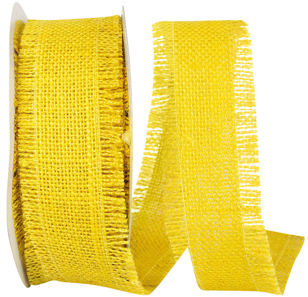 Burlap Jute Fringe Ribbon Yellow 1-1/2 Inch 20 Yards