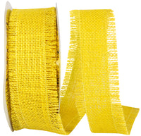 Burlap Jute Fringe Ribbon Yellow 1-1/2 Inch 20Yds