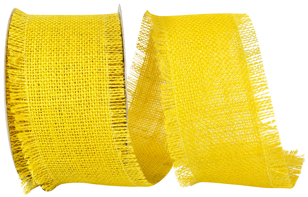 Yellow Burlap Jute Fringe Ribbon 2-1/2 Inch for Wreaths