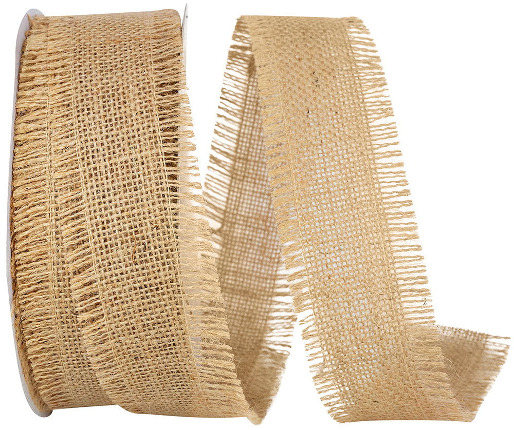 Burlap Jute Fringe Ribbon Natural 1-1/2 Inch 20 Yards
