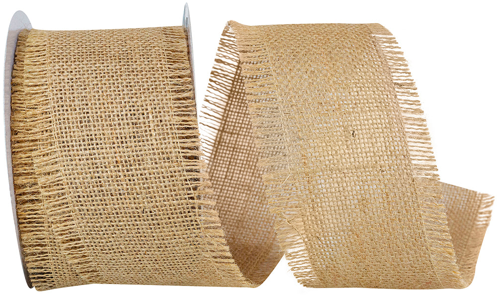 Burlap Jute Fringe Ribbon Natural 2-1/2 Inch for Wreaths