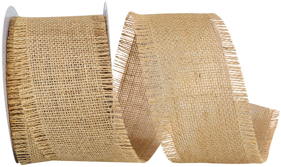 Burlap Jute Fringe Ribbon Natural 2-1/2 Inch for Wreaths